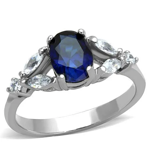 TK1764 - High polished (no plating) Stainless Steel Ring with Synthetic Synthetic Glass in Montana - Grocery