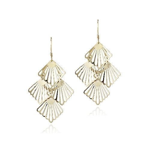 18K Gold over Sterling Silver 4 Seashell Chandelier Earrings - Grocery