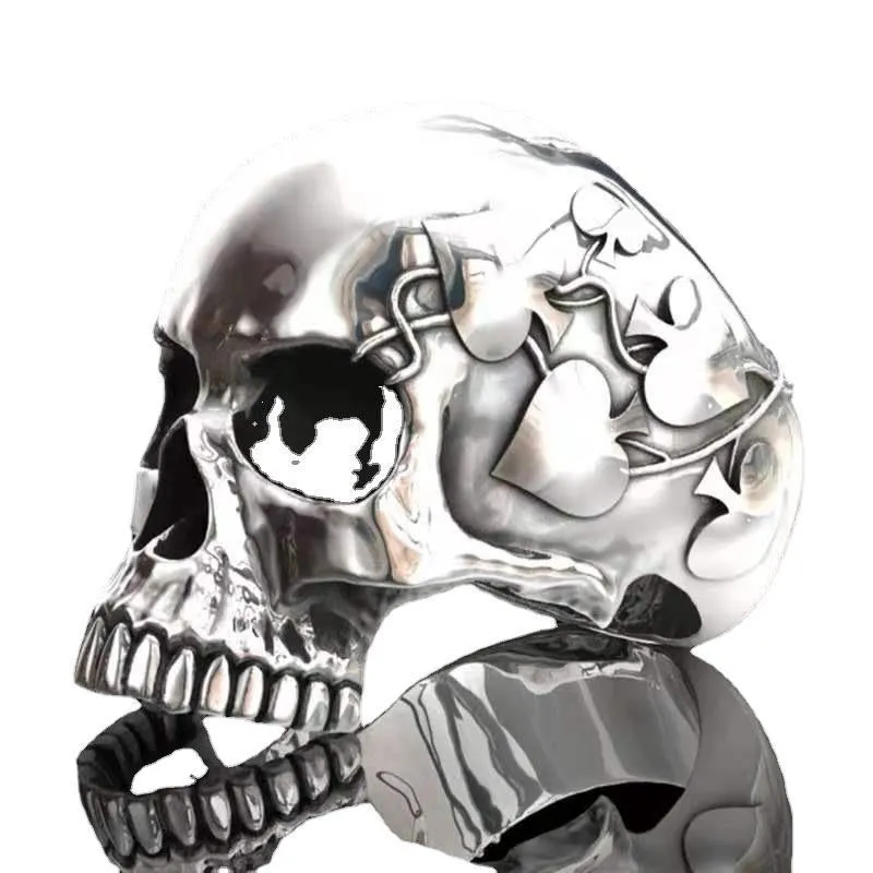 Men's Antique Silver Skull Shape Ring - Grocery