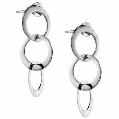 Sterling Silver Intertwined Dangling Flat Circle Earrings - Grocery