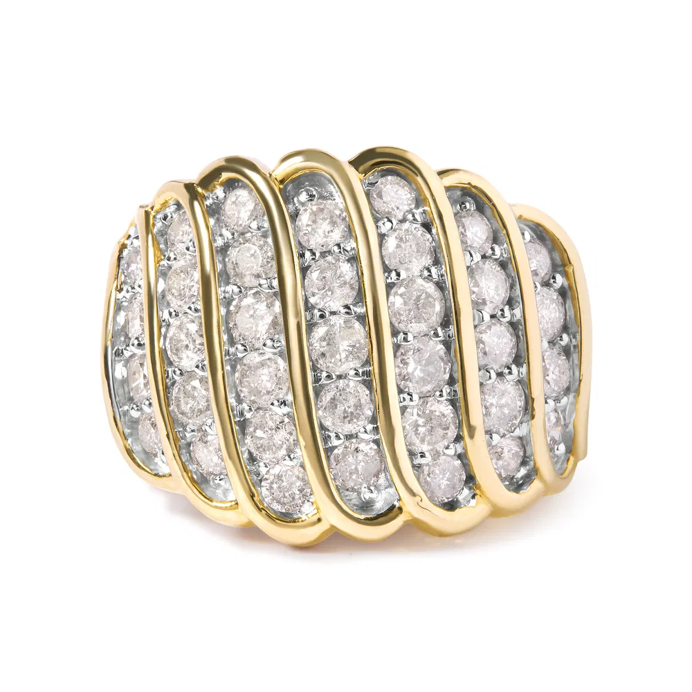 10 Yellow Gold 2.00 Cttw Diamond Multi Row Cocktail Band Ring (I-J Color, I1-I2 Clarity) - Grocery