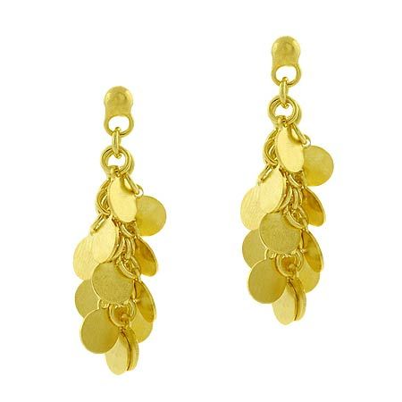 18K Gold over Sterling Silver Disc Cluster Dangle Earrings - Grocery