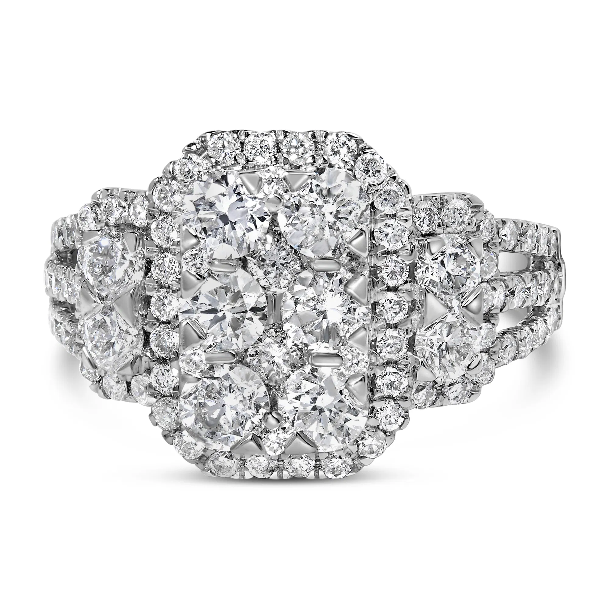 14K White Gold 2 1/4 Cttw Diamond Cocktail Cluster Ring (G-H Color, SI2-I1 Clarity) - Grocery
