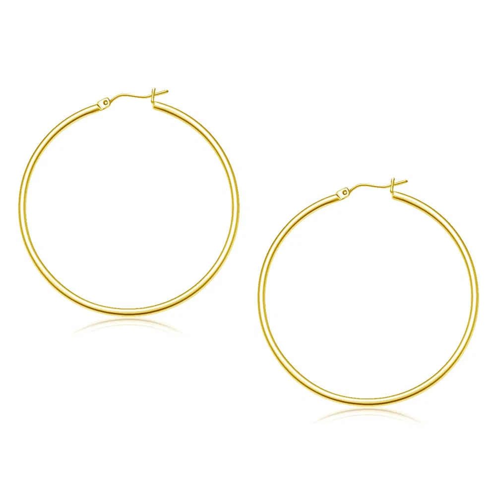 10k Yellow Gold Polished Hoop Earrings (2x45mm) - Grocery