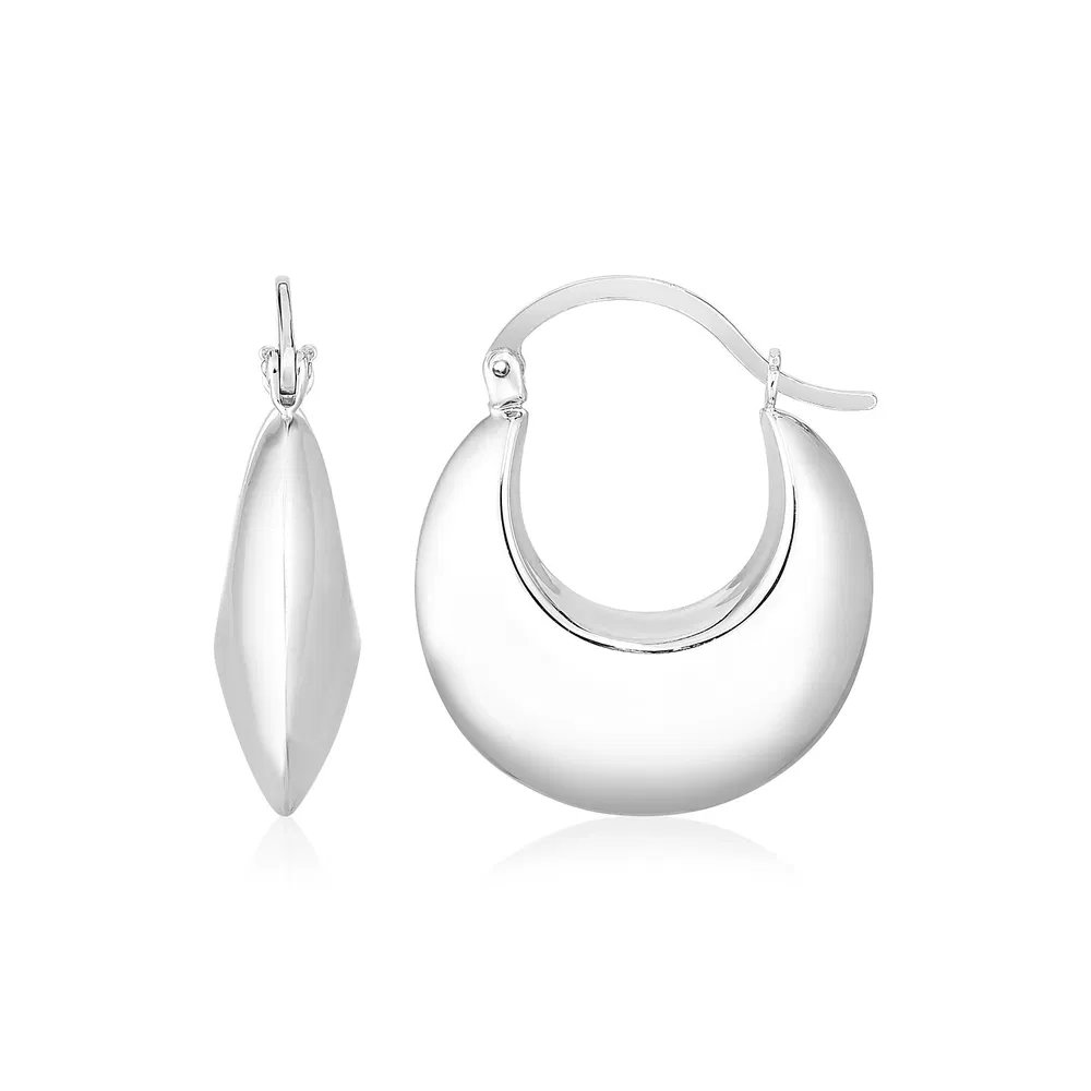 Sterling Silver Polished Puffed Hoop Earrings - Grocery