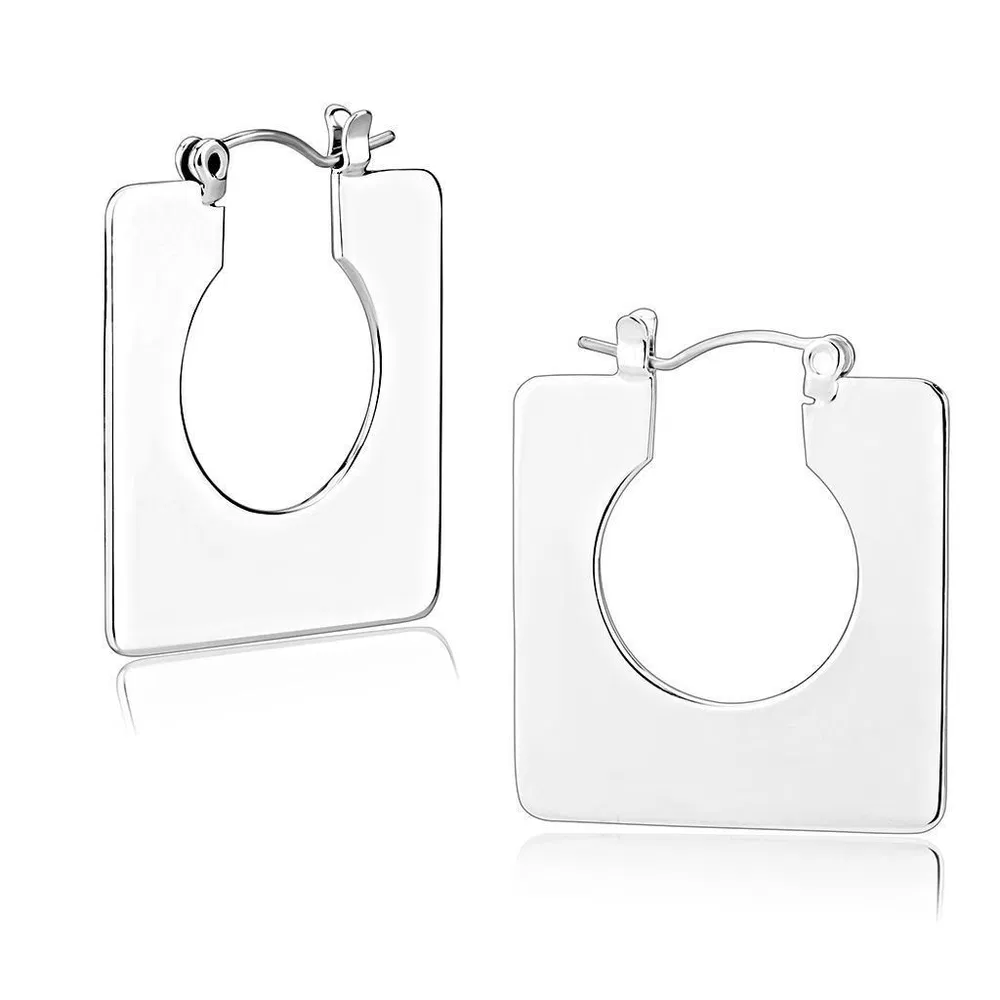 3W1500 - Rhodium Brass Earrings with No Stone - Grocery