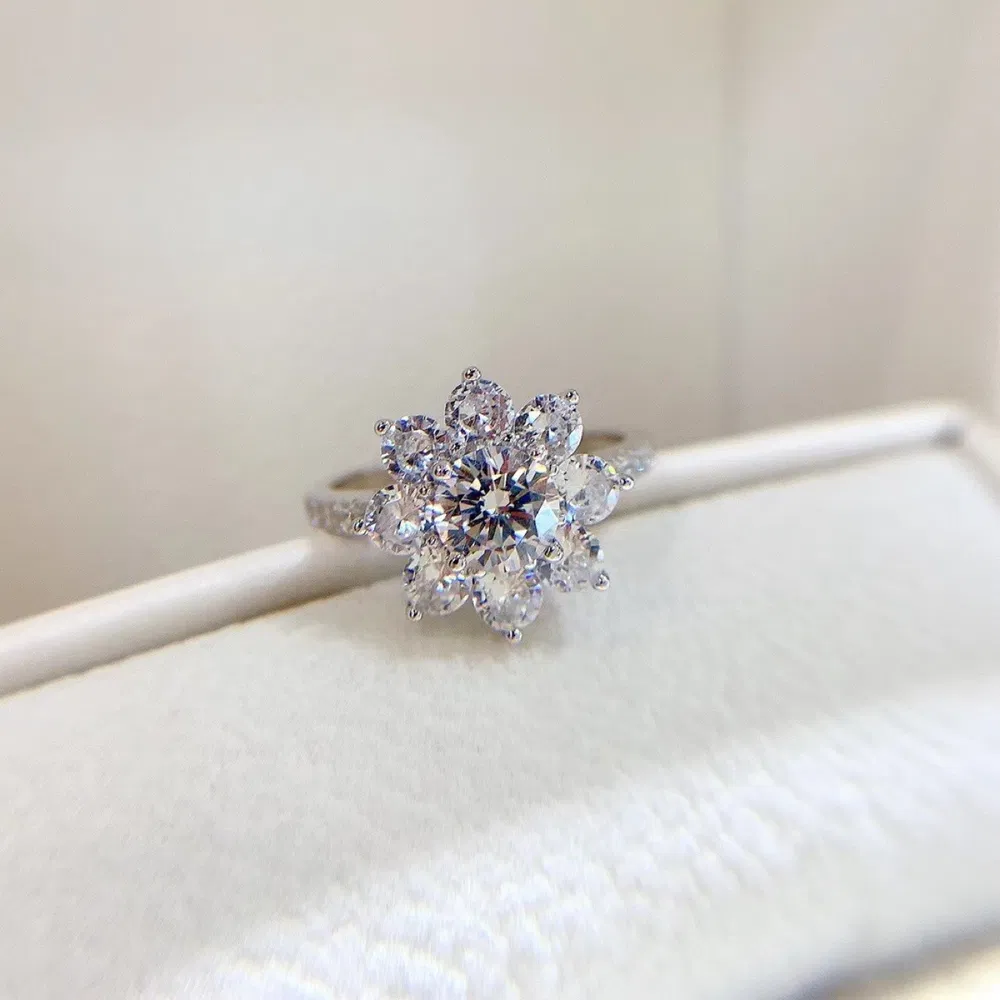 Moissanite Women's Ring Sun Flower - Grocery
