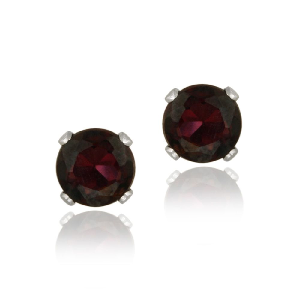 14K White Gold 1.3ct Garnet Stud Earrings, 5mm - Grocery