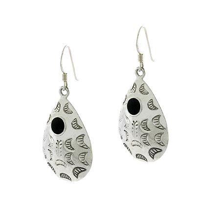 Sterling Silver Onyx Teardrop Earrings - Grocery