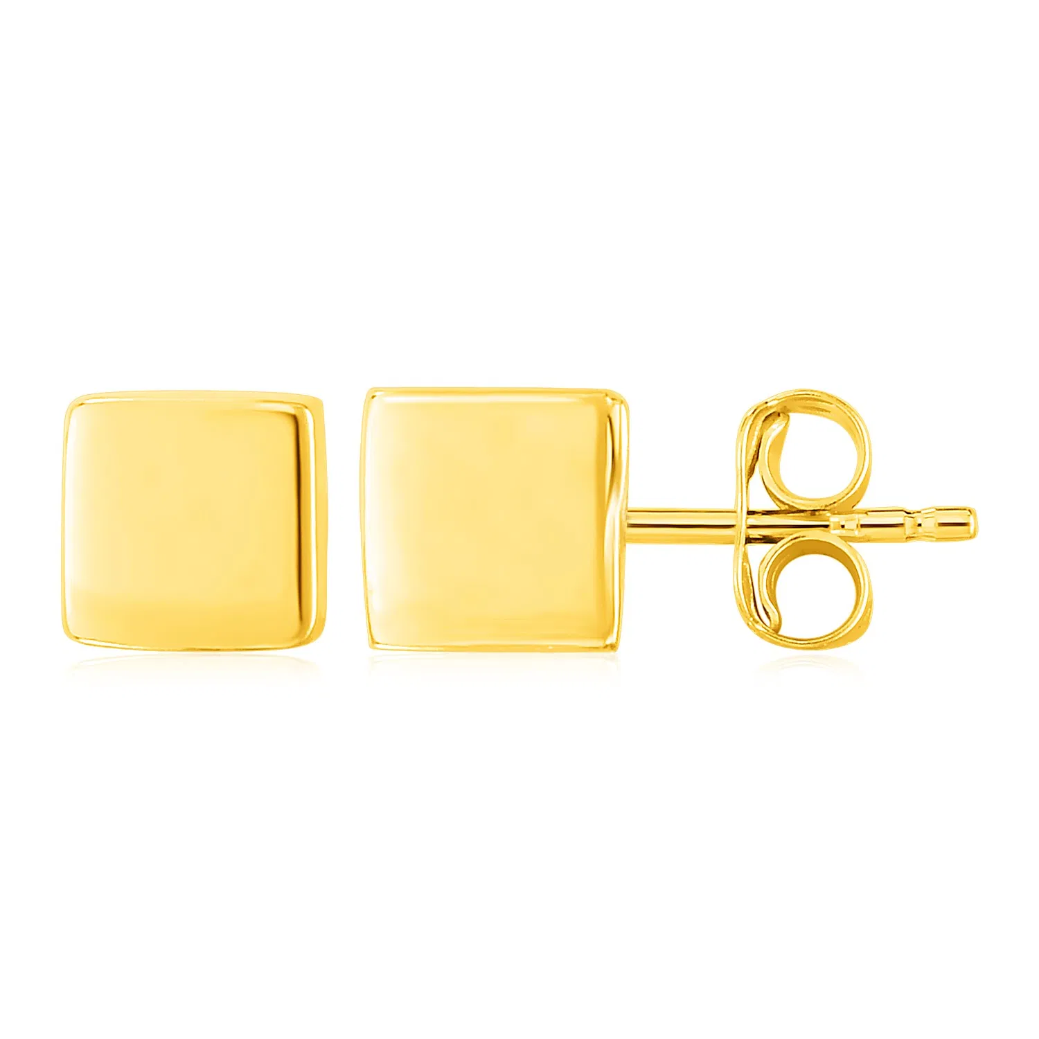 14k Yellow Gold Polished Cube Post Earrings - Grocery