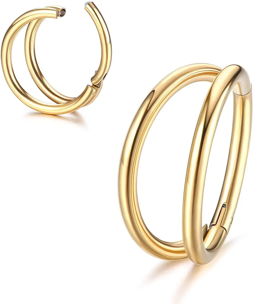 16G Septum Clicker Ring Daith Earrings 316L Surgical Steel Double Nose Ring Hoop Conch Rook Helix Tragus Piercing Jewelry for Women 8mm 10mm - Grocery