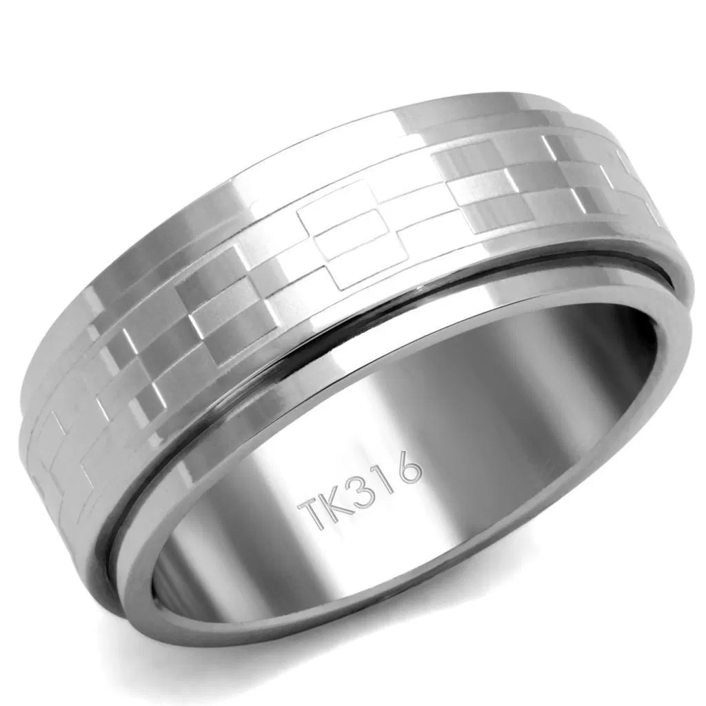 TK2942 - High polished (no plating) Stainless Steel Ring with No Stone - Grocery