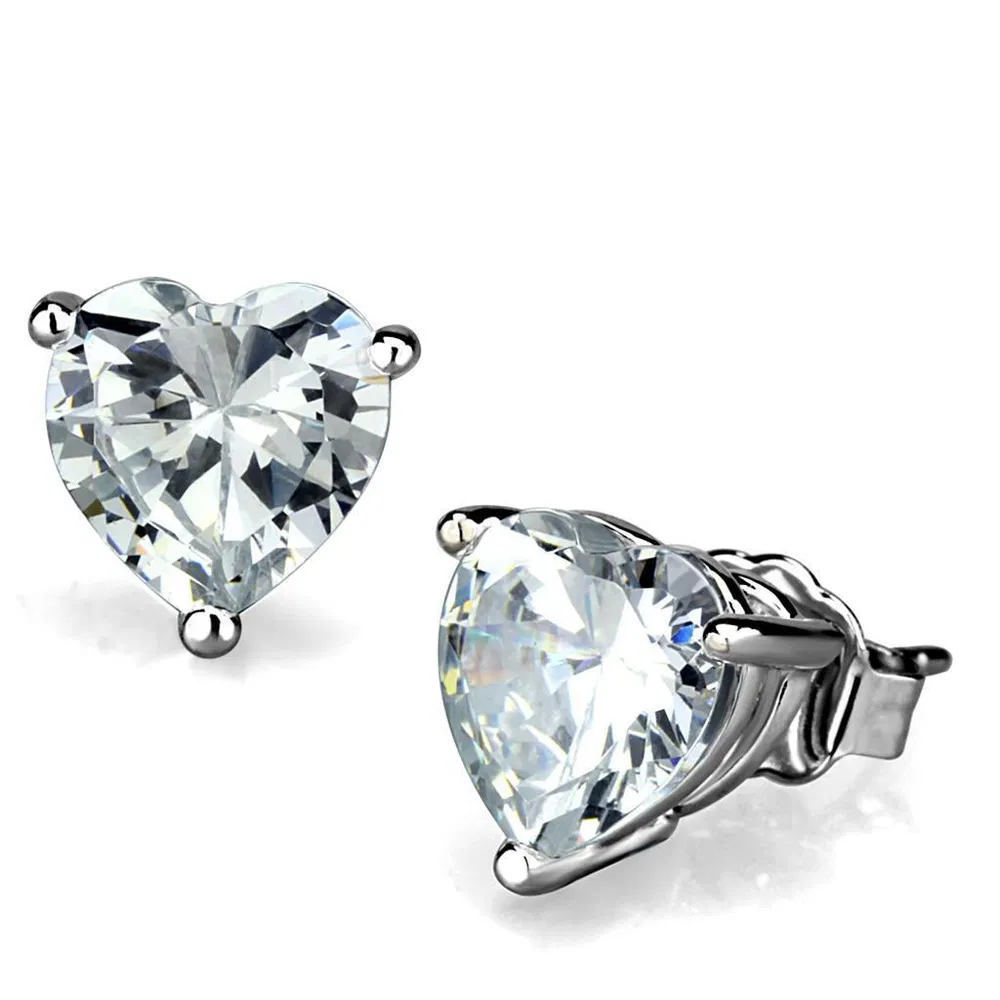 LO3951 - Rhodium Brass Earrings with AAA Grade CZ in Clear - Grocery