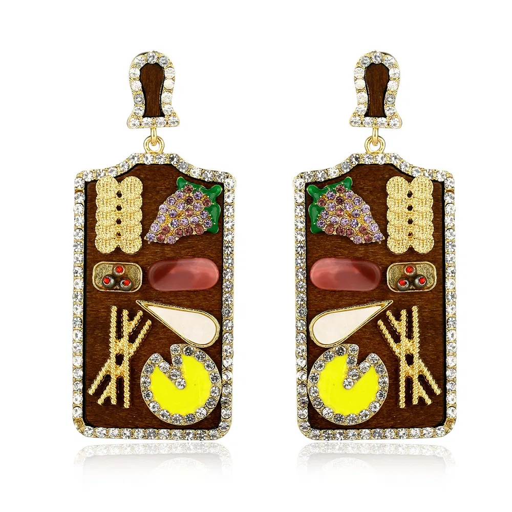 Earrings Fashion Creative Personality Fruit Pizza Luncheon Meat Platter - Grocery