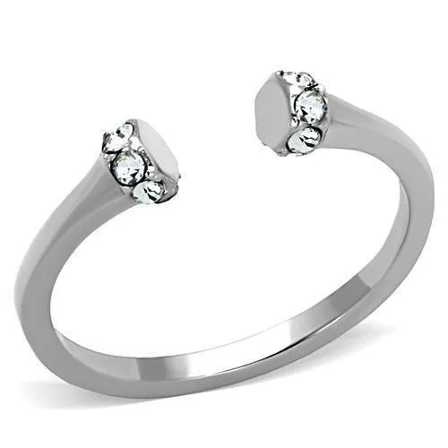 TK1580 - High polished (no plating) Stainless Steel Ring with Top Grade Crystal in Clear - Grocery