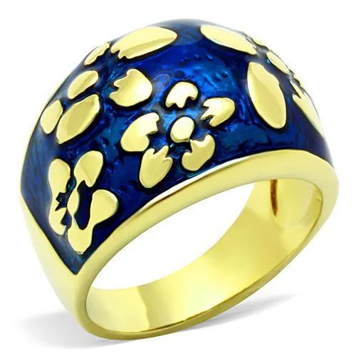 TK1399 - IP Gold(Ion Plating) Stainless Steel Ring with Epoxy in Capri Blue - Grocery