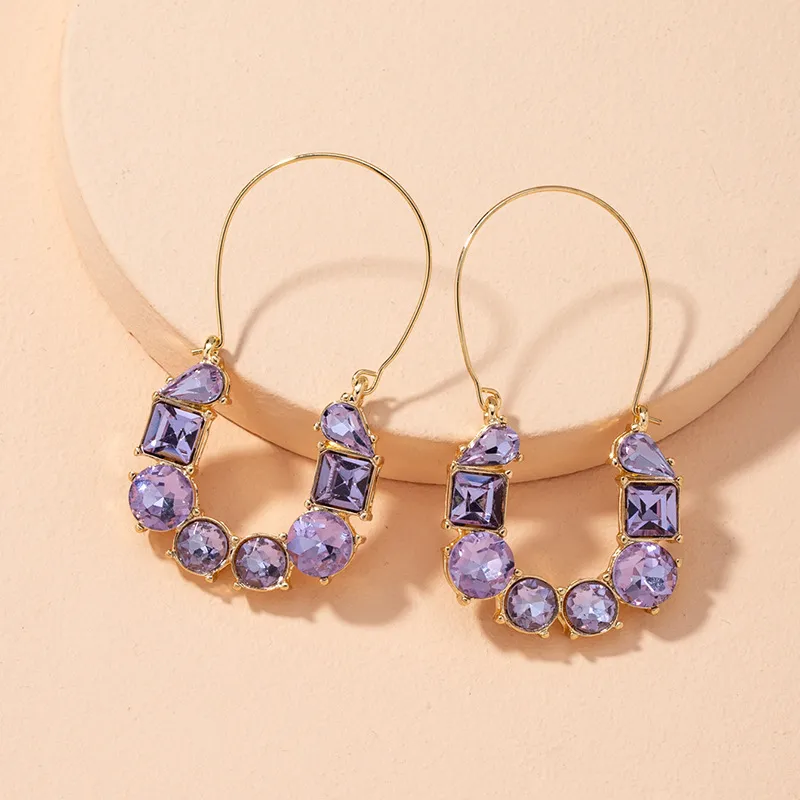 Long Diamond-encrusted Purple Earrings - Grocery