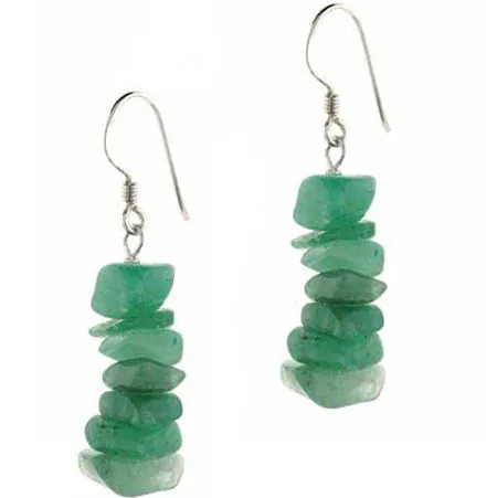 Sterling Silver Aventurine Chip Earrings - Grocery