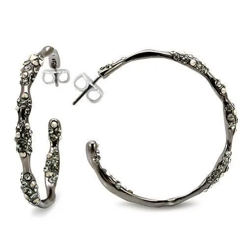 LO1856 - Ruthenium Brass Earrings with Top Grade Crystal in Black Diamond - Grocery