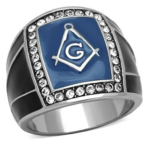 TK1612 - High polished (no plating) Stainless Steel Ring with Top Grade Crystal in Clear - Grocery
