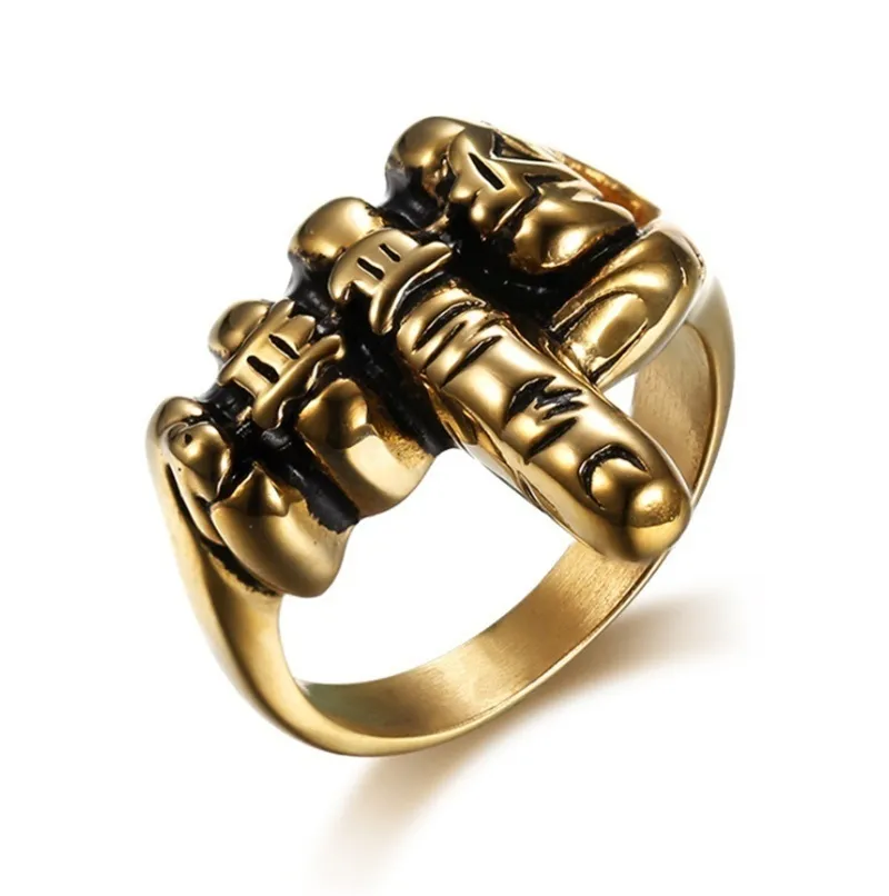 Rock Style Ring Trend Vertical Middle Finger Pattern Jewelry Ring for Men - Grocery
