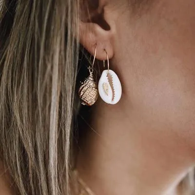 Conch And Cowrie Hoop Earrings - Grocery