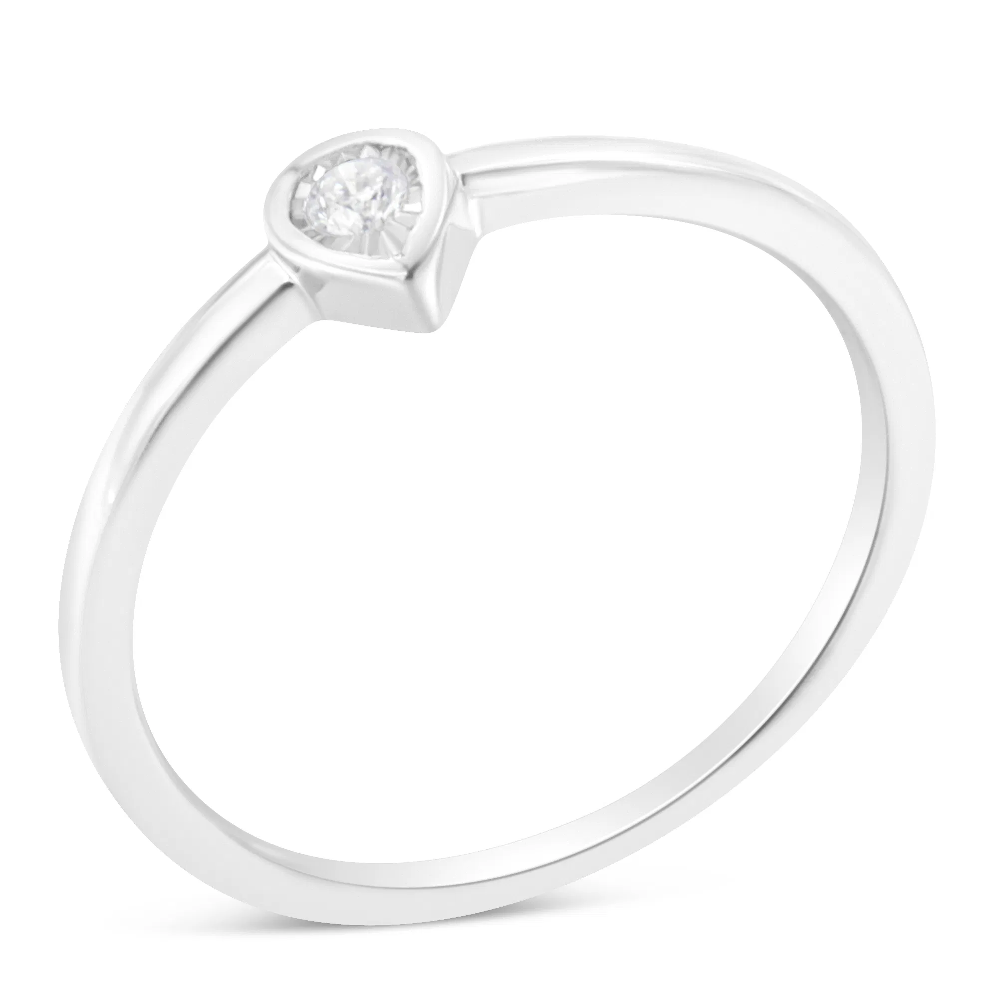 .925 Sterling Silver 1/20 Carat Diamond Teardrop Pear-Shaped Miracle Set Petite Fashion Promise Ring (J-K Color, I1-I2 Clarity) - Grocery