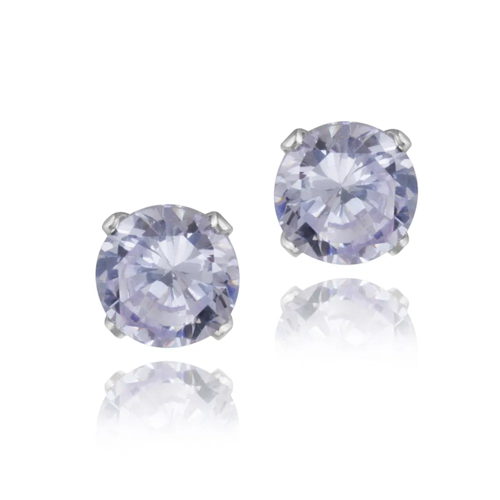 Sterling Silver 1.5ct Lavender CZ Stud Earrings, 6mm - Grocery