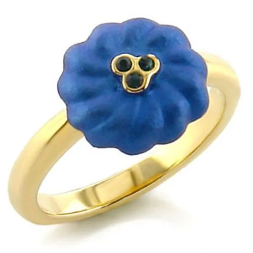LO528 - Gold White Metal Ring with Top Grade Crystal in Montana - Grocery