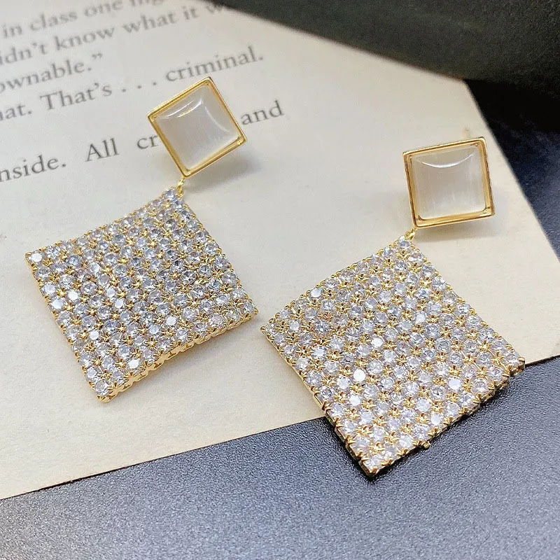Opal Korean Temperament Earrings Light Luxury Temperament S925 Silver Needle Fashion Women - Grocery