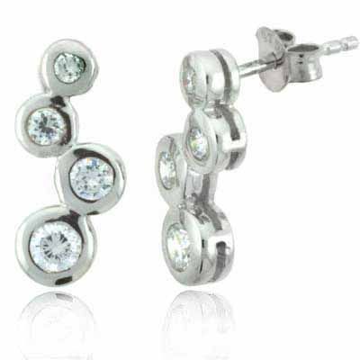 Sterling Silver Designer Inspired CZ Bubble Earrings - Grocery