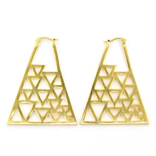 81017 - Gold & Brush Brass Earrings with No Stone - Grocery