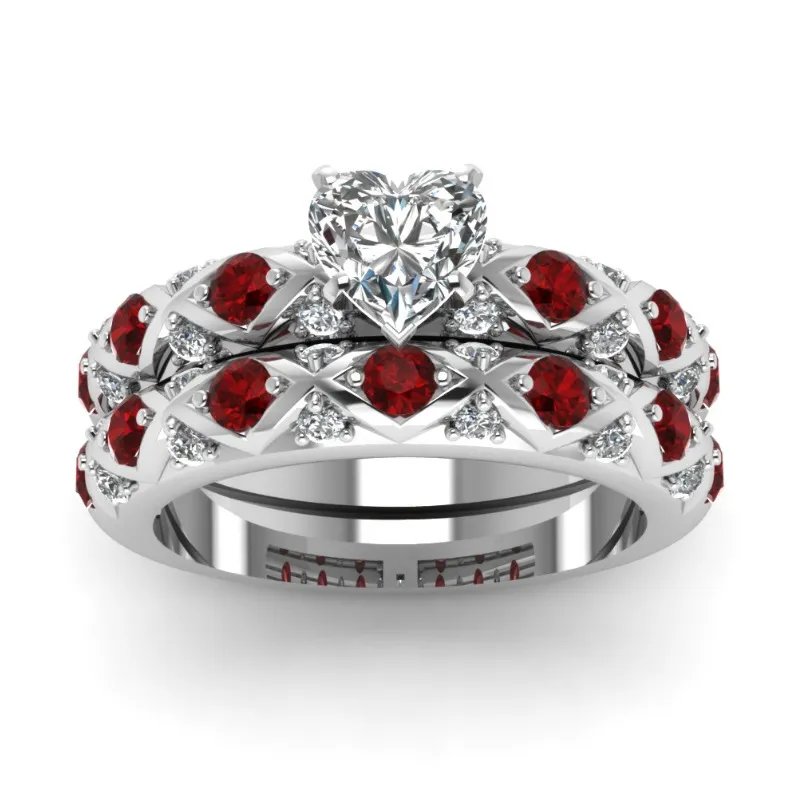 Ornament Inlaid Love European And American Fashion Women Ring Set - Grocery