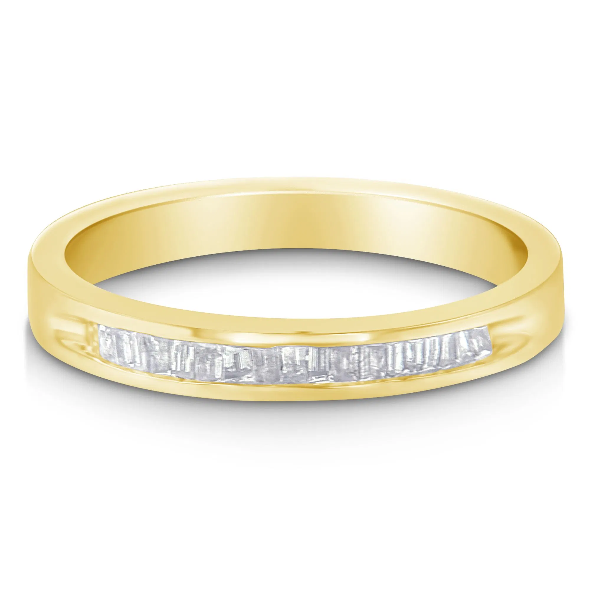 10K Yellow Gold over .925 Sterling Silver 1/5 Cttw Diamond Channel-Set Stackable Band Ring (H-I Color, I1-I2 Clarity) - Grocery