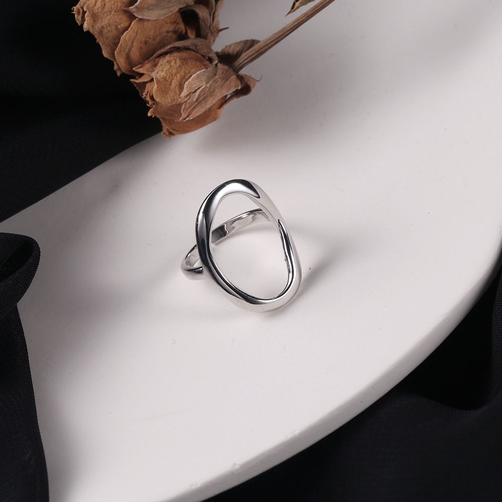 925 Sterling Silver Ring INS Simple Geometric Irregular Hollow-out Ring For Women - Grocery