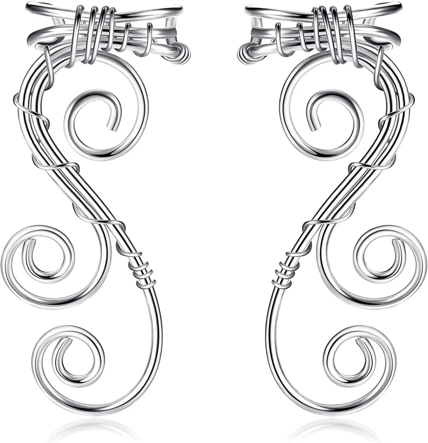Elf Ear Cuffs for Women Non Piercing Handmade Filigree Adjustable Ear Cuff Earring Hypoallergenic Wrap Earrings No Piercing - Grocery