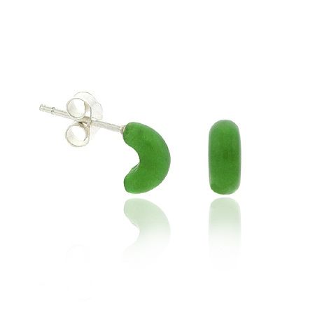 Sterling Silver Green Half-Hoop Children's Earrings - Grocery
