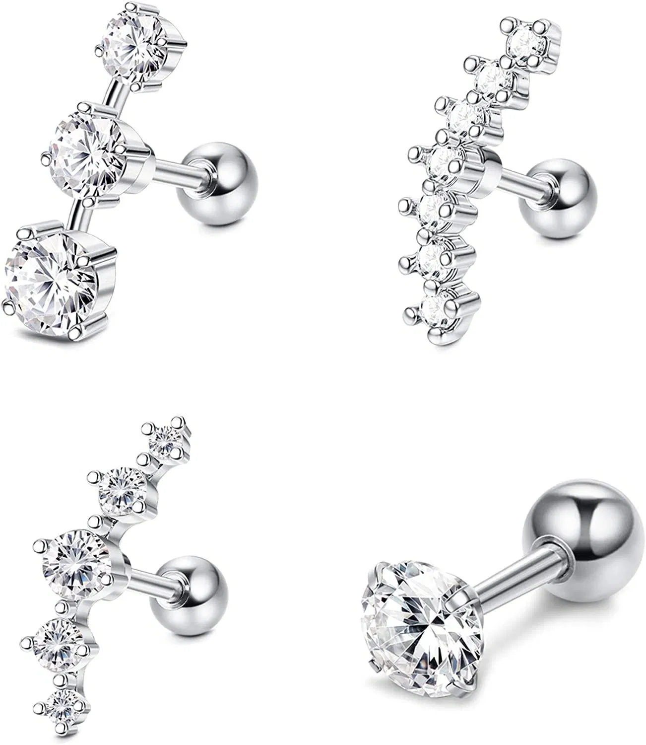 16G Ear Cartilage Earrings for Women Stainless Helix Earrings Stud Conch Piercing Jewelry - Grocery