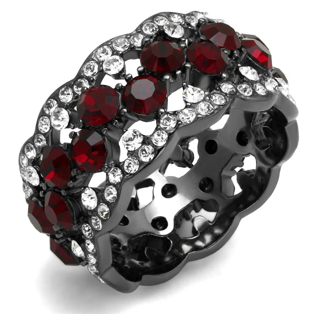 TK2993 - IP Light Black (IP Gun) Stainless Steel Ring with Top Grade Crystal in Siam - Grocery