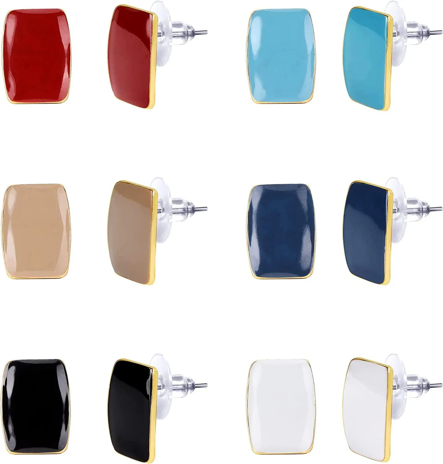 6 Pairs Geometric Drop Dangle Earrings for Women Colorful Earrings Square Stud Earrings Jewelry - Grocery