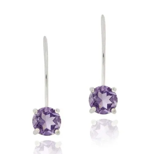 Sterling Silver 2.4 CT. Amethyst Drop Earrings - Grocery