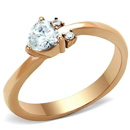 TK1591 - IP Rose Gold(Ion Plating) Stainless Steel Ring with AAA Grade CZ in Clear - Grocery
