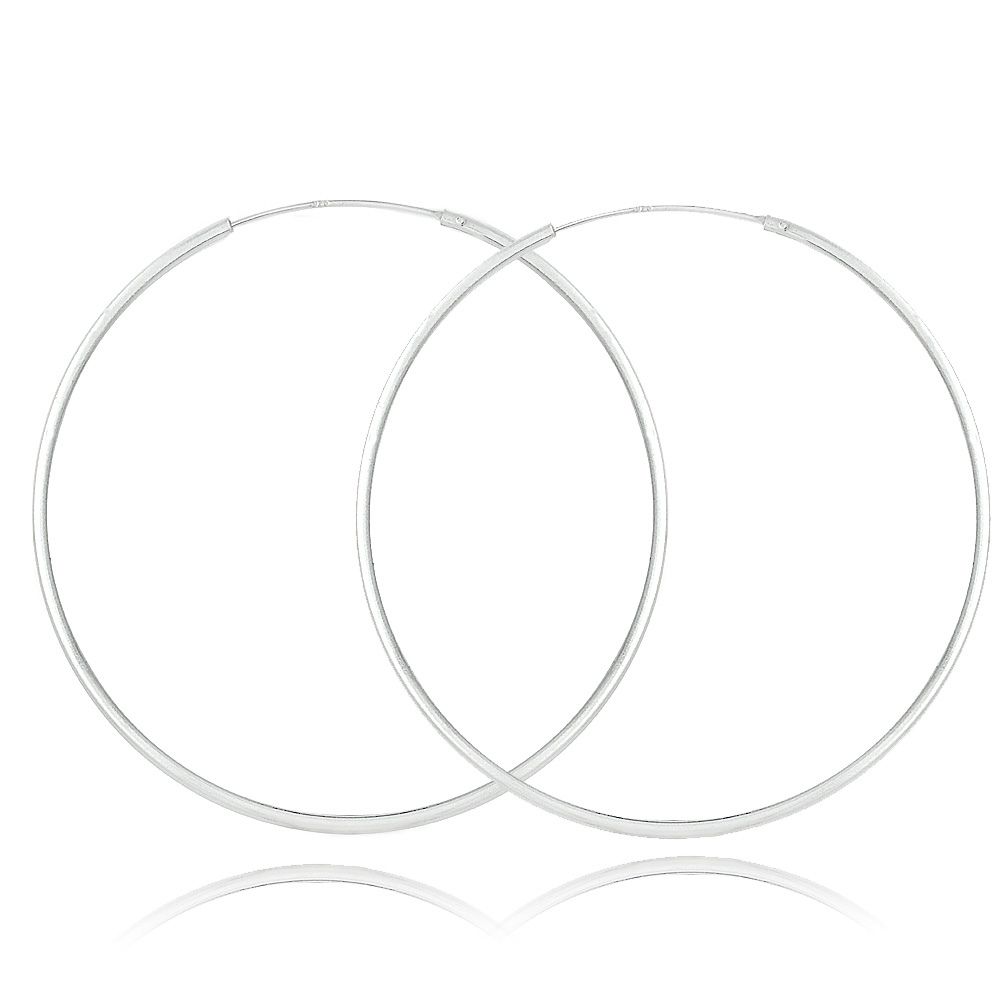 Sterling Silver 50mm Round Endless Hoop Earrings - Grocery
