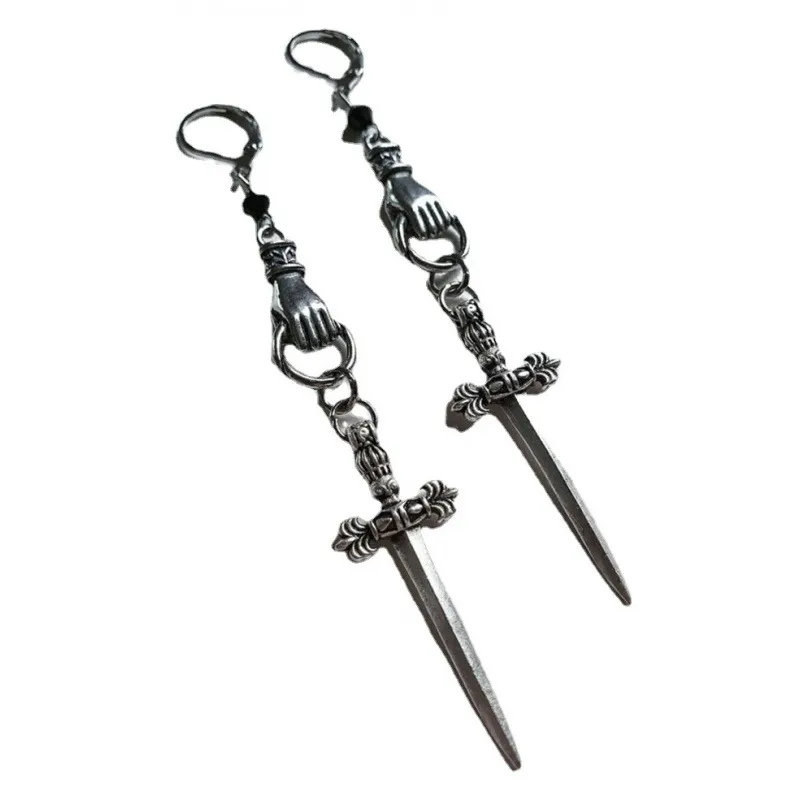 Chaoren Ancient Sword Fist Hand Crystal Earrings - Grocery