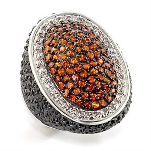 LOA577 - Rhodium + Ruthenium Brass Ring with AAA Grade CZ in Multi Color - Grocery