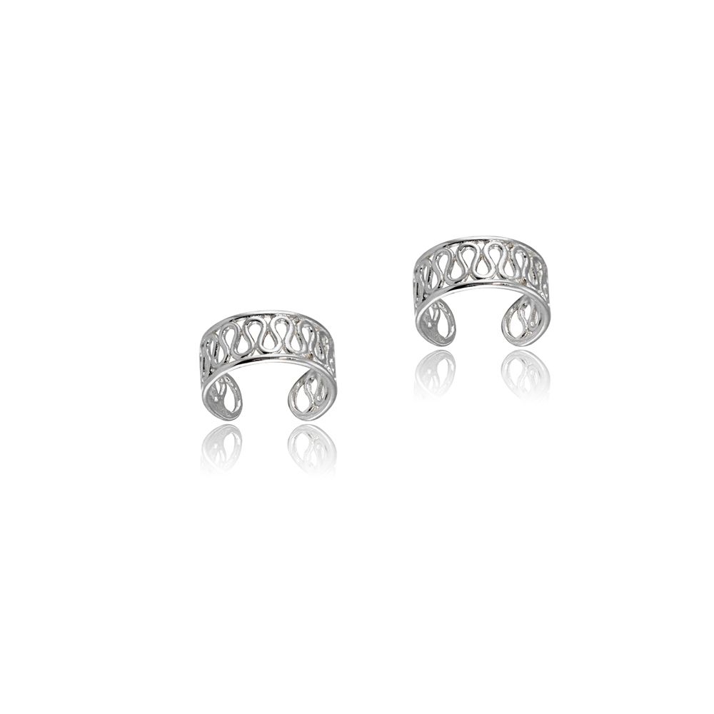 Sterling Silver Polished Filigree Swirl Clip On Ear Cuff - Grocery