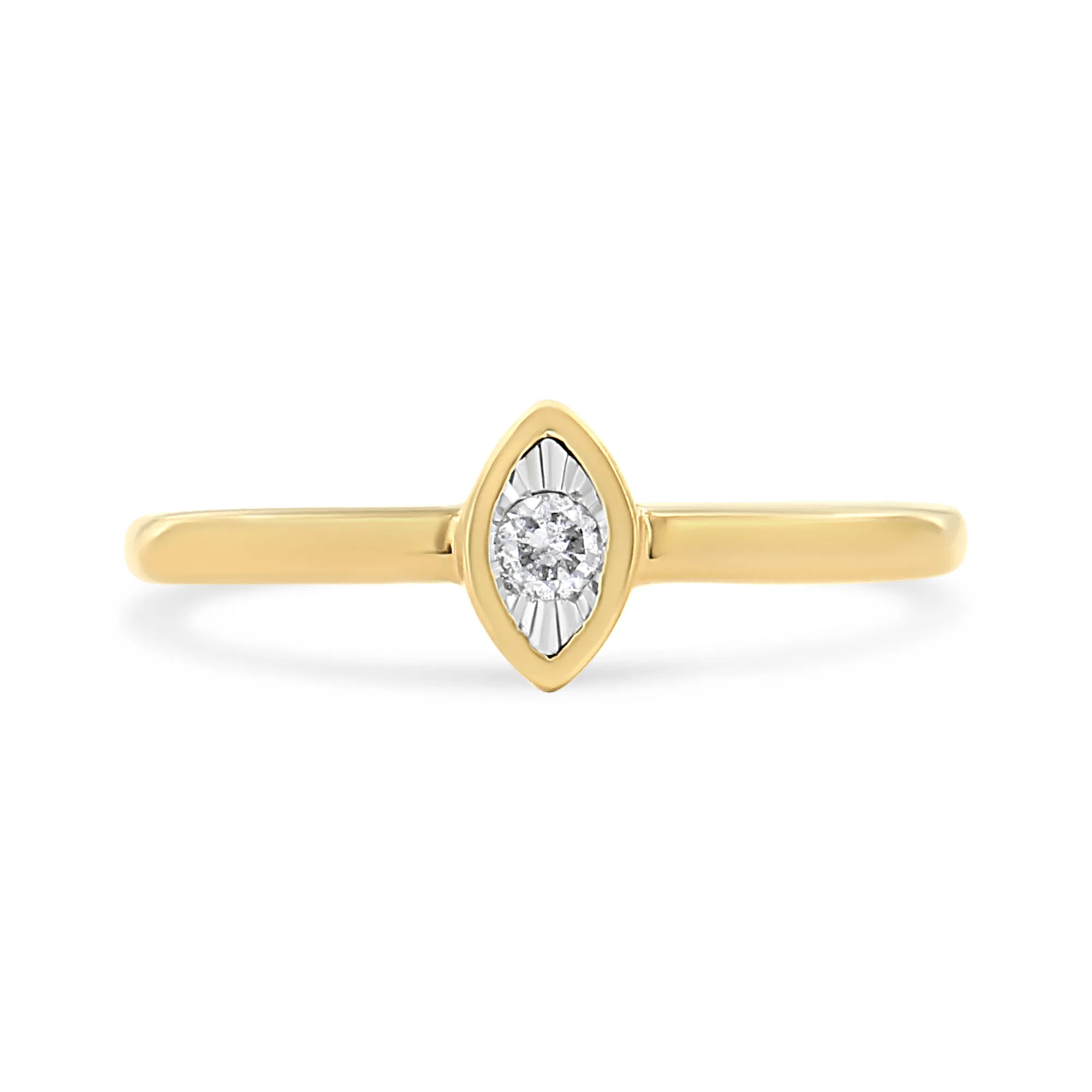 14K Yellow Gold Plated .925 Sterling Silver 1/20 Cttw Miracle Set Diamond Ring (J-K Color, I1-I2 Clarity) - Grocery