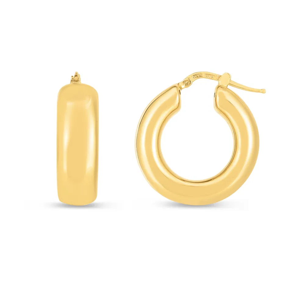 14k Yellow Gold Medium Puffy Hoops - Grocery