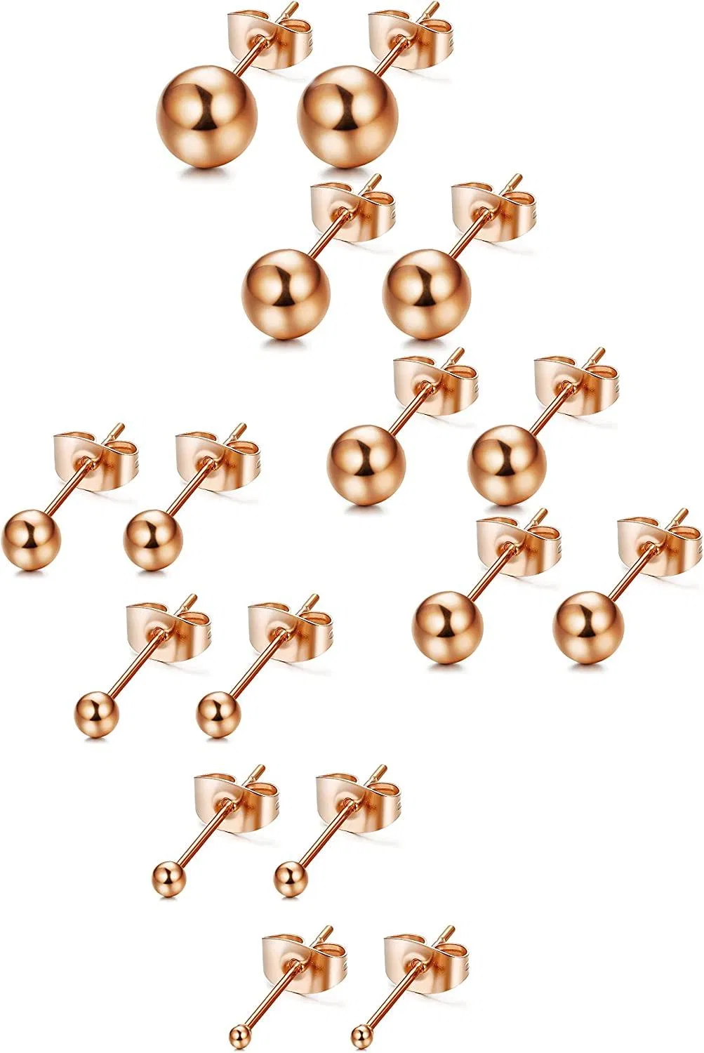 8 Pairs Stainless Round Ball Stud Earrings for Women Men Assorted - Grocery