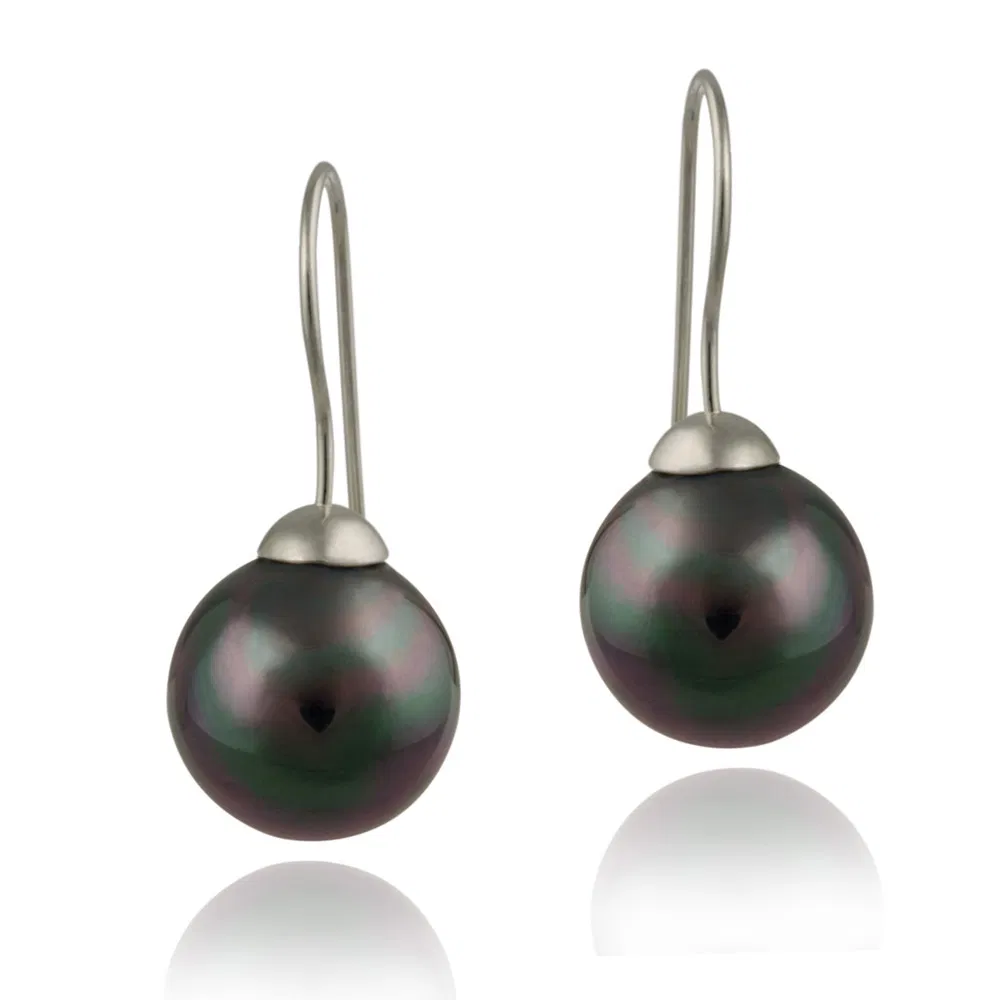 Sterling Silver 14mm Peacock Shell Pearl Drop Earrings - Grocery